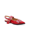 Belt Strap Slingback Flats Red