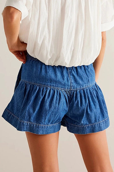 Button-Front Denim Shorts -  2 Colors