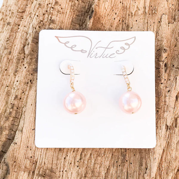 Virtue, Pearl Bar Earring, Pink