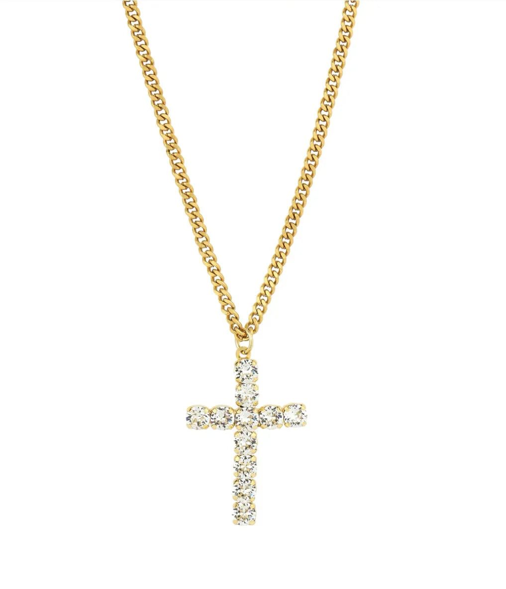 TOVA - Cross Necklace in Clear