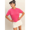 Cable Knit Short Sleeve Sweater Top - 4 Colors
