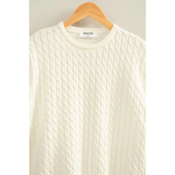 Cable Knit Short Sleeve Sweater Top - 4 Colors