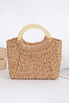 Camel Retro Straw Woven Handle Bag