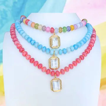 Candy Beaded Necklace, Pink
