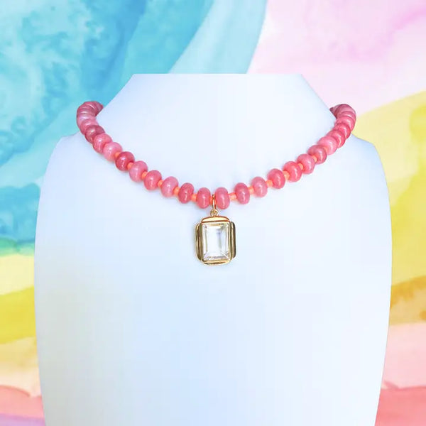 Candy Beaded Necklace, Pink