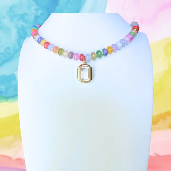 Candy Beaded Necklace, Rainbow