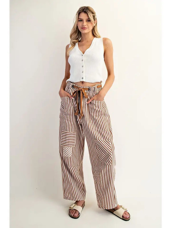 Relaxed Striped Drawstring Pants 3 Colors