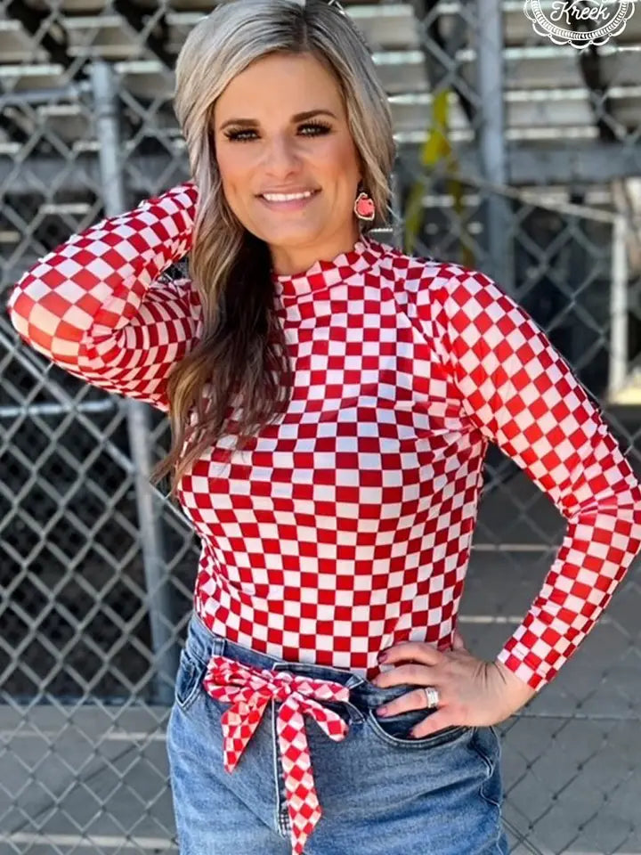 Checkered Mesh Top 3-Colors