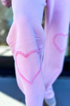 Chenille Heart Pattern Casual 2pcs Pants Set