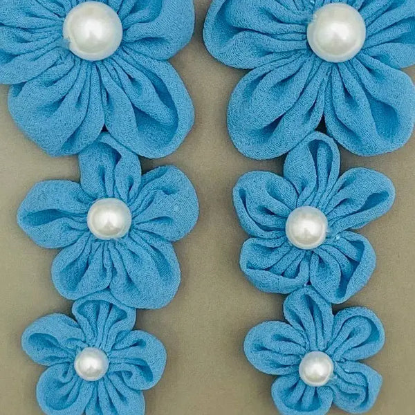 Chic Three Tier Floral Pearl Dangle Earring