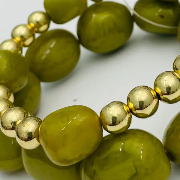 Chic Double Stone Stack Pistachio Bracelet