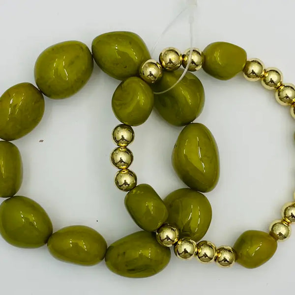 Chic Double Stone Stack Pistachio Bracelet
