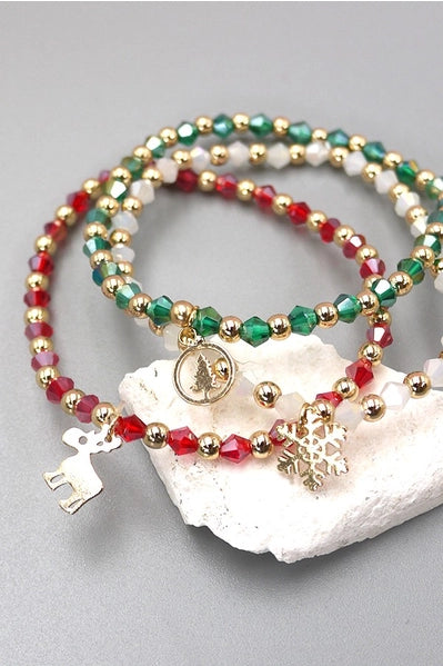 Christmas Gift Trio Facet Bead Bracelet