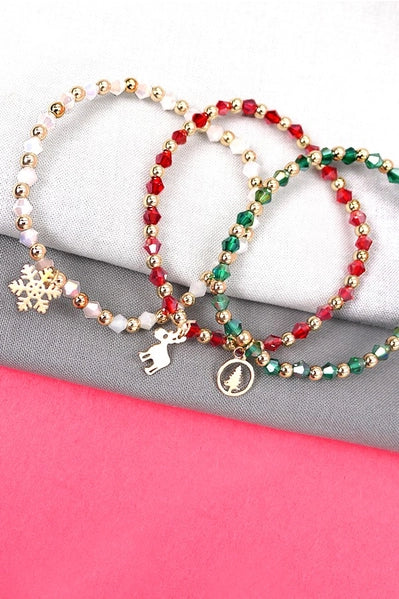 Christmas Gift Trio Facet Bead Bracelet