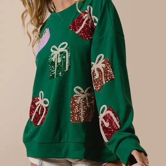 Christmas Gifts Sequin Embroidered Sweatshirt