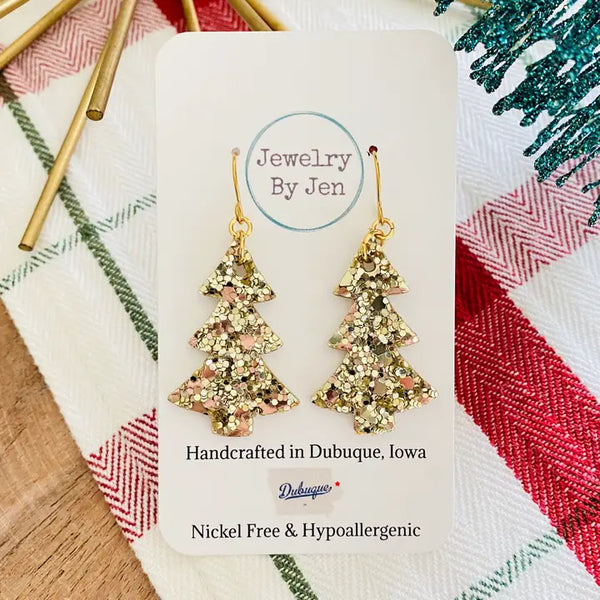 Christmas Tree Earrings - 4 Color Options