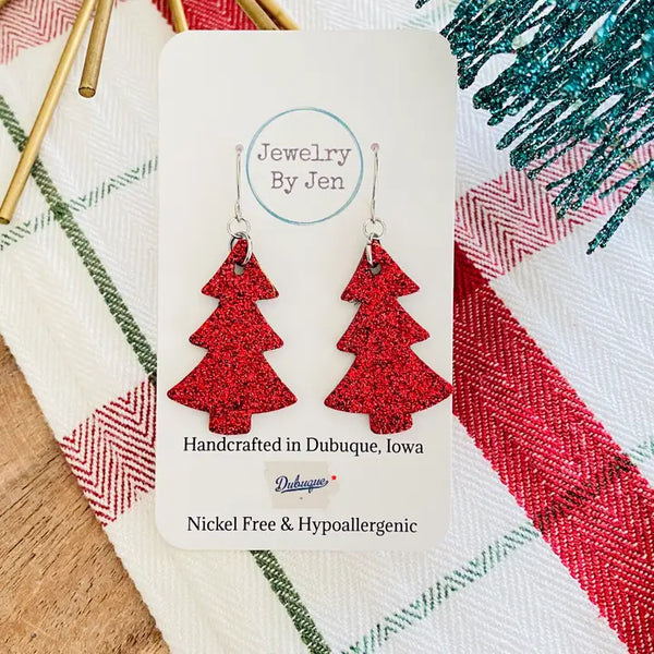 Christmas Tree Earrings - 4 Color Options