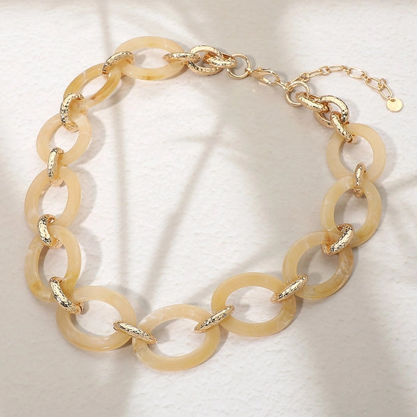 Chunky Resin Chain Link Statement Necklace, Tan