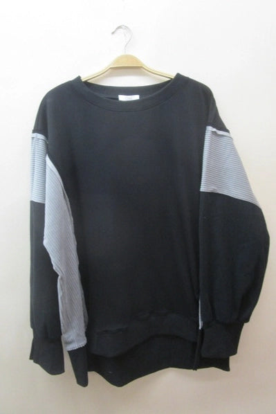 Color Block Oversized Pullover - Black Multi