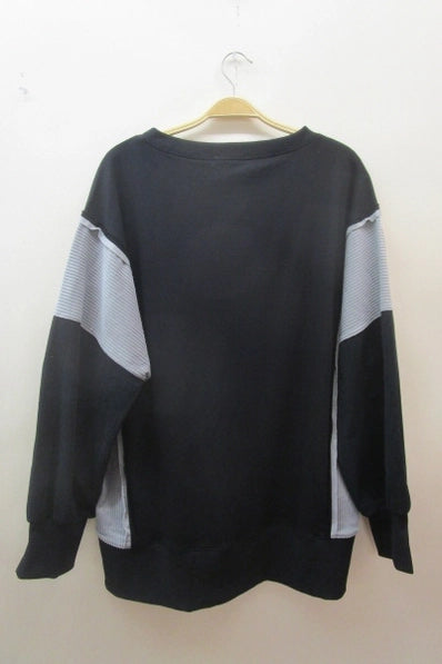 Color Block Oversized Pullover - Black Multi