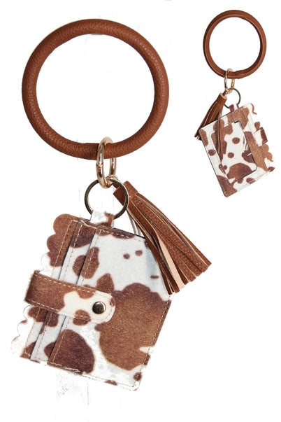 Cow Hide Bangle, Keychain, Wallet with Id Window