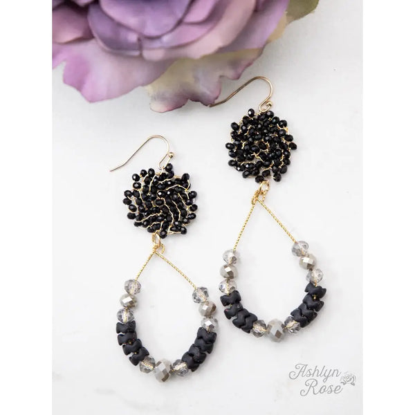 Craft of Perfection Crystal Beaded Teardrop Earrings, Black