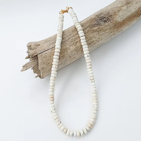 Rondelle Gemstone Layering Necklace, Cream