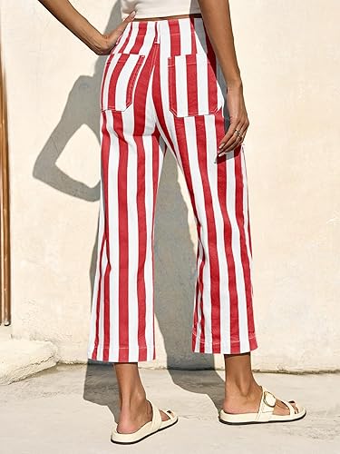 The Statement Stripe Cropped Jeans- Red
