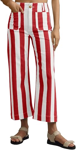 The Statement Stripe Cropped Jeans- Red