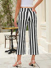 The Statement Striped Cropped Jeans - Black