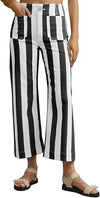 The Statement Striped Cropped Jeans - Black
