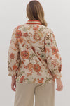 Floral Print ¾ Sleeve Top Curvy Fit