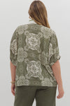 Multi-Pattern Short Dolman Sleeve Top Curvy Fit