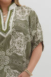 Multi-Pattern Short Dolman Sleeve Top Curvy Fit