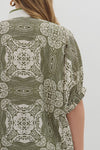 Multi-Pattern Short Dolman Sleeve Top Curvy Fit