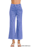 Acid Washed High Waist Frayed Hem Bootcut Pants