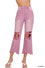 Washed Distressed Knee and Hem Cropped Pants Violet