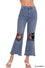 Washed Distressed Knee and Hem Cropped Pants Blackberry