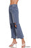 Washed Distressed Knee and Hem Cropped Pants Blackberry