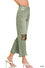 Washed Distressed Knee and Hem Cropped Pants Olive