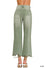 Washed Distressed Knee and Hem Cropped Pants Olive