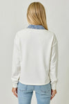 Denim Collar Washed Polo Shirt - 2 Colors
