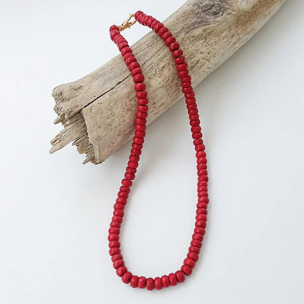 Rondelle Gemstone Layering Necklace, Red