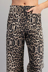 Leopard Zipper Back Ruffled Hem Pants