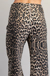 Leopard Zipper Back Ruffled Hem Pants
