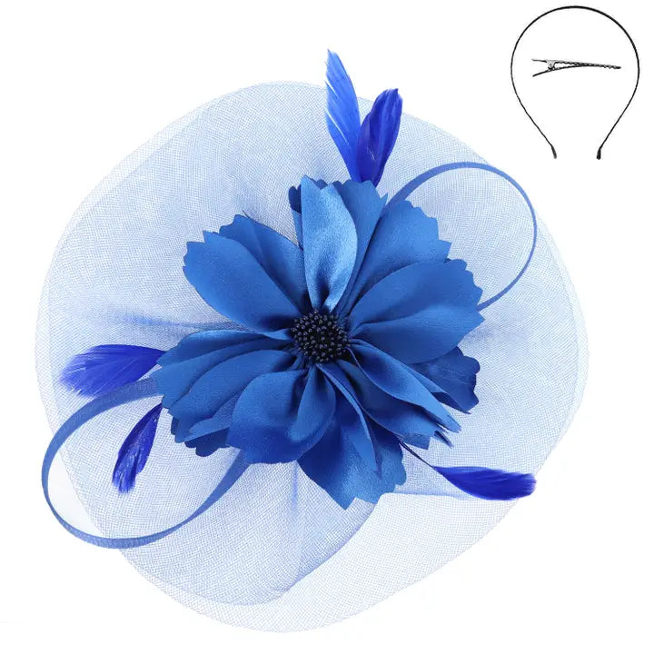 Elegant Floral Feathered Organza Mesh Fascinator
