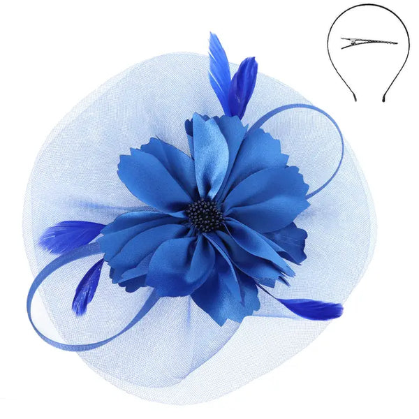 Elegant Floral Feathered Organza Mesh Fascinator
