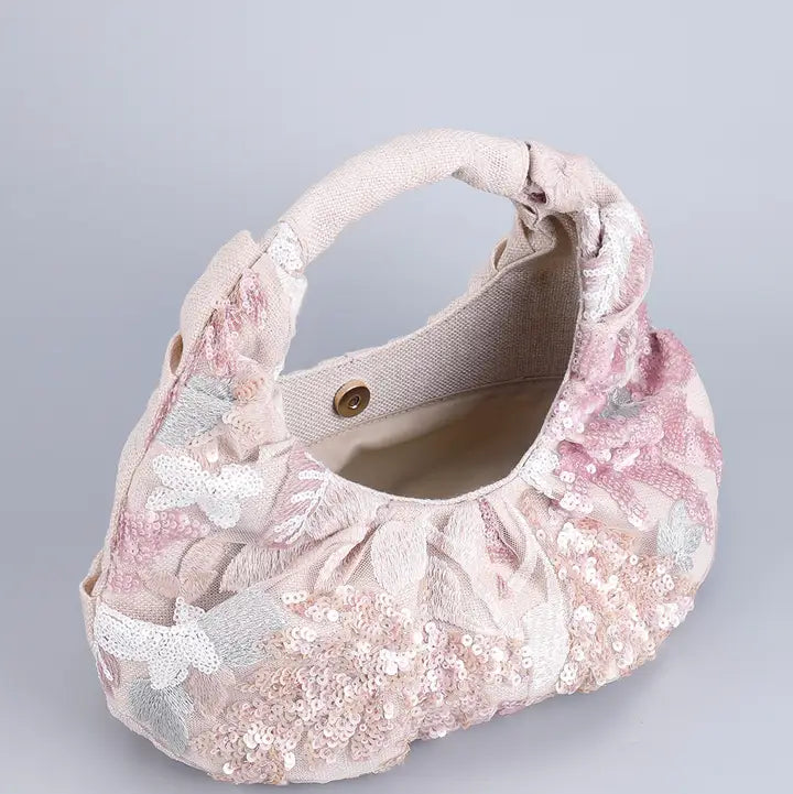 Elegant Floral Sequin Handbag