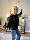 Hi-low exposed seam long sleeve top