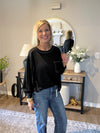 Hi-low exposed seam long sleeve top